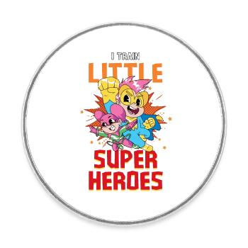 Une enseignante de maternelle élève des petits super-héros - Magnet rond - blanc - Devant
