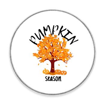 Arbre d’automne Orange Automne Feuilles La saison Citrouille - Magnet rond - blanc - Devant