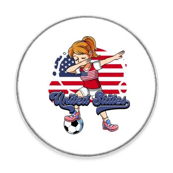 Usa Soccer - Magnet rond - blanc - Devant