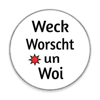 Weck Worscht un Woi - Runder Kühlschrankmagnet - Weiß - Vorne