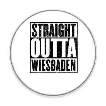 Gerade Outta Wiesbaden - Runder Kühlschrankmagnet - Weiß - Vorne
