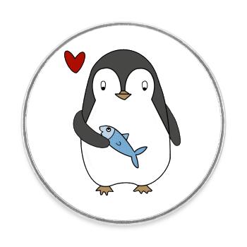 Pinguin-Power - Runder Kühlschrankmagnet - Weiß - Vorne