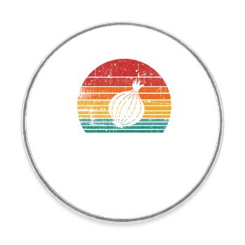 Onion Lover Retro Vegetables Vegan Gift idea - Round  fridge magnet - white - Front