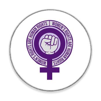 citation féministe sur les droits des femmes - Magnet rond - blanc - Devant