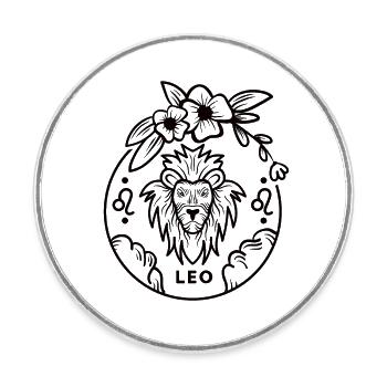 Leo Zodiac Sign Anniversaire Naissance - Magnet rond - blanc - Devant
