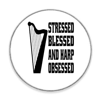 Joueur de harpe Instrument de harpe Musique Professeur de harpe - Magnet rond - blanc - Devant