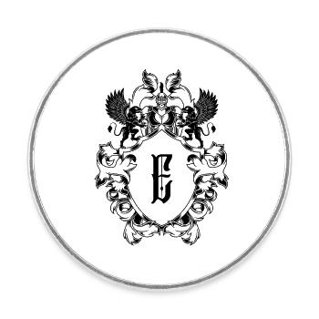 E Buchstabe Wappen - Runder Kühlschrankmagnet - Weiß - Vorne