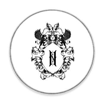 N Buchstabe Wappen - Runder Kühlschrankmagnet - Weiß - Vorne