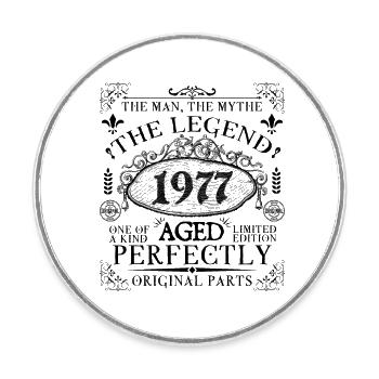 1977 | Die Legende seit 1977 Geburtstag - Runder Kühlschrankmagnet - Weiß - Vorne