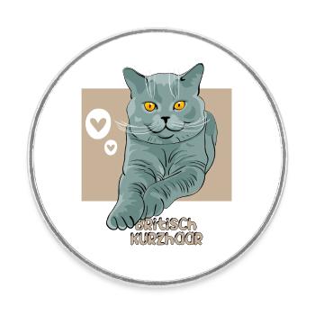 Chat britannique à poil court - Magnet rond - blanc - Devant