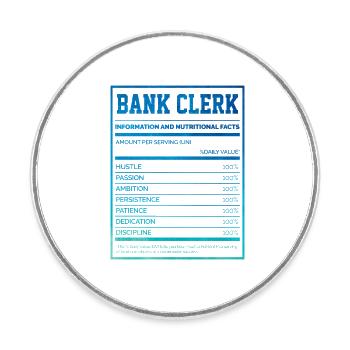 Bank Clerk Information And Nutritional Facts Bookk - Runder Kühlschrankmagnet - Weiß - Vorne