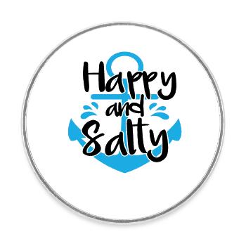 Happy And Salty Sea Protection Support - Round  fridge magnet - white - Front