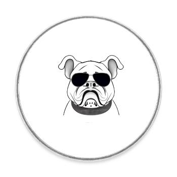 Chiens bouledogues avec lunettes de soleil motif cool - Magnet rond - blanc - Devant