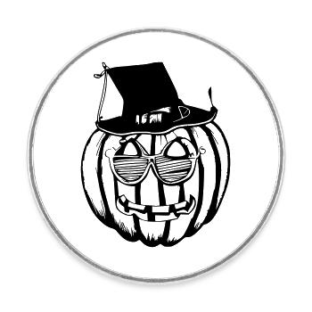 Halloween Spooky Pumpkin Lantern Vector - Round  fridge magnet - white - Front