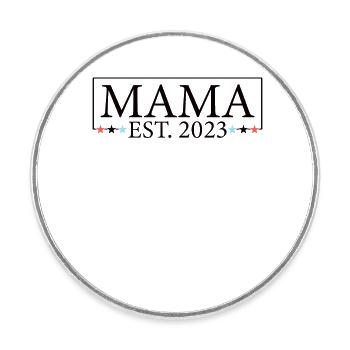 Mom 23 Mother Baby Announcement Mom-to-be 2023 - Round  fridge magnet - white - Front