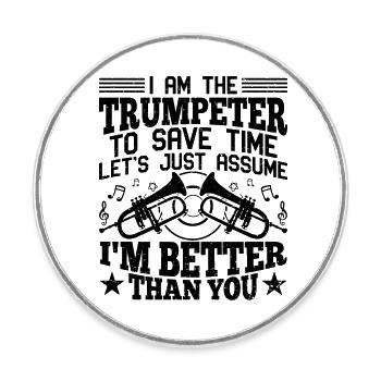 Trompettiste Trompette Instrument Cuivres Musique - Magnet rond - blanc - Devant