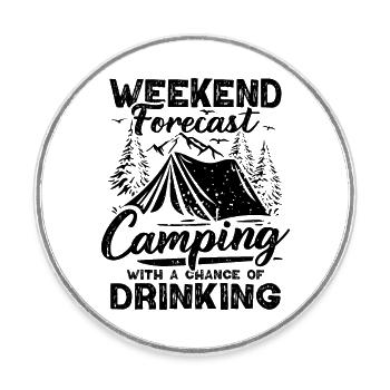 Camping Vorhersage Bier Zelt Berge Wandern Camper - Runder Kühlschrankmagnet - Weiß - Vorne