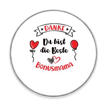 Bonusmama Bonus Mama Stiefmutter Stiefkind Mutter - Runder Kühlschrankmagnet - Weiß - Vorne