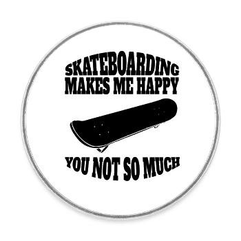 Skateboard Skating Skateboarding Longboard Skater - Magnet rond - blanc - Devant