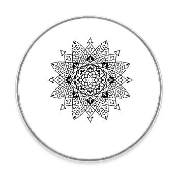 Flower Mandala - Round  fridge magnet - white - Front