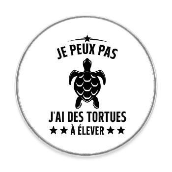 Je Peux Pas J'ai Des Tortues à élever éleveur - Magnet rond - blanc - Devant