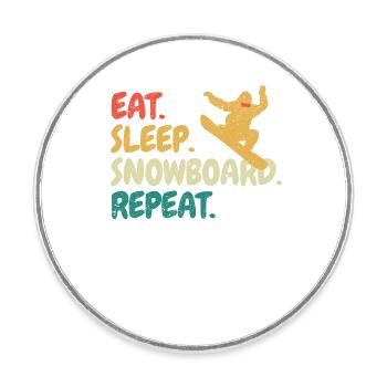 Eat Sleep Snowboard Repeat Snowboarder Lustig Snow - Runder Kühlschrankmagnet - Weiß - Vorne