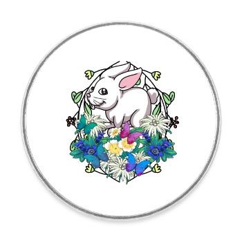 Frühlingsanfang Kaninchen Ostern Hase Kind - Runder Kühlschrankmagnet - Weiß - Vorne