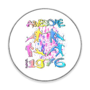 Awesome since 1976. Agility, Hundetraining - Round  fridge magnet - white - Front