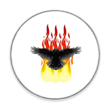 Rabe Feuer Okkult spirituell Ritual Satan Horror - Runder Kühlschrankmagnet - Weiß - Vorne
