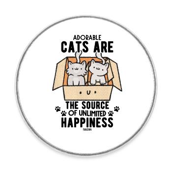 Chats pour enfants - Magnet rond - blanc - Devant