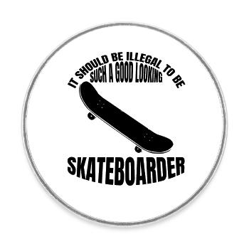 Skateboard Skaten Longboard Skateboarding Skater - Runder Kühlschrankmagnet - Weiß - Vorne