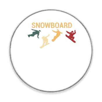 Snowboard Retro Vintage Wintersport Freestyle Snow - Runder Kühlschrankmagnet - Weiß - Vorne