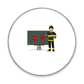 Pompier - Magnet rond - blanc - Devant