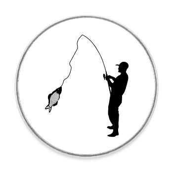 Angler - Round  fridge magnet - white - Front