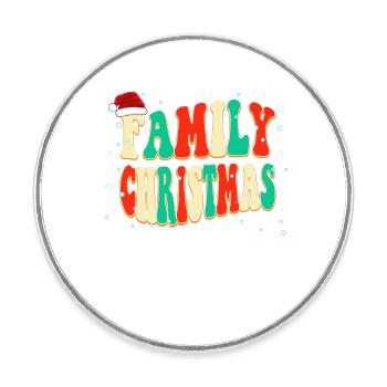 Family Christmas Vintage Snow Classic Xmas - Round  fridge magnet - white - Front