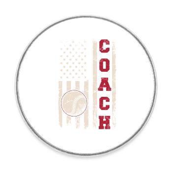 Baseball Coach Coaching American Flag Baseball Tra - Round  fridge magnet - white - Front