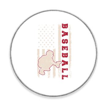 Baseball Catcher USA Flag Patriotic American Flag - Round  fridge magnet - white - Front