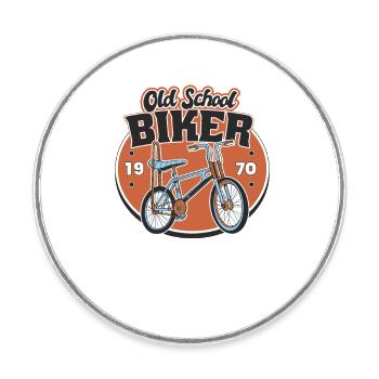 Old School Biker 1970. 53rd birthday - Round  fridge magnet - white - Front