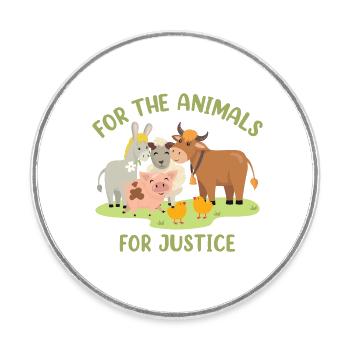 For The Animals, For Justice - Round  fridge magnet - white - Front
