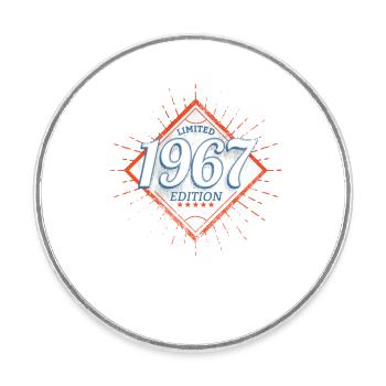 Limited Edition 1967 Vintage - Round  fridge magnet - white - Front