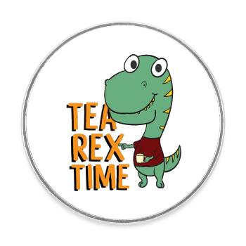 Tea Rex Time Outfit - Round  fridge magnet - white - Front