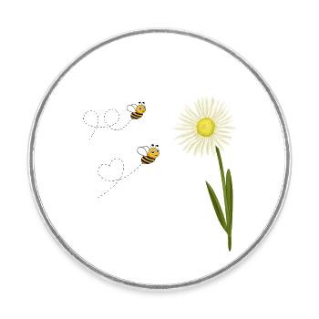 Deux petites et mignonnes abeilles - Magnet rond - blanc - Devant