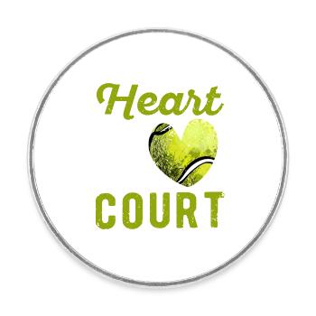Mon cœur est un joueur de balle de tennis sur le court - Magnet rond - blanc - Devant