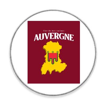 Fier de mes Racines Auvergne Rouge - Magnet rond - blanc - Devant