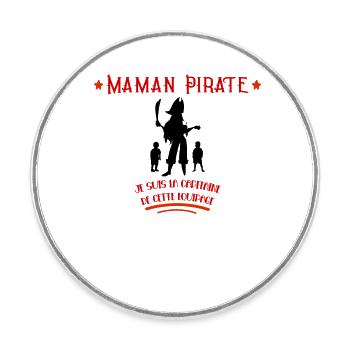 Maman Pirate Idée Cadeau Fêtes Des Mères - Magnet rond - blanc - Devant