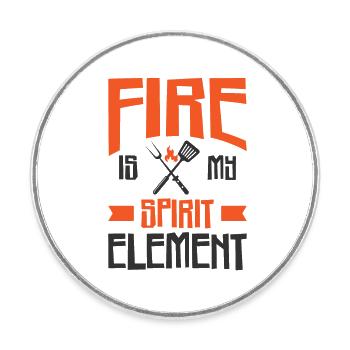 Kochen Grillen Feuergeist Element Koch und Griller - Runder Kühlschrankmagnet - Weiß - Vorne