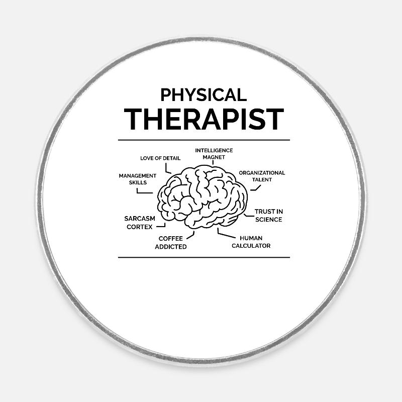 Physiotherapist - Round  fridge magnet - white