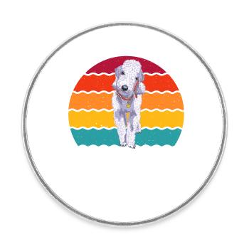 Bedlington Terrier - Runder Kühlschrankmagnet - Weiß - Vorne