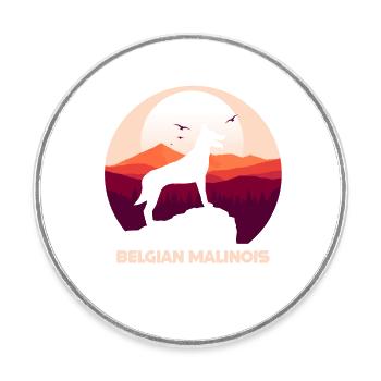 Malinois Belgischer Schäferhund - Runder Kühlschrankmagnet - Weiß - Vorne