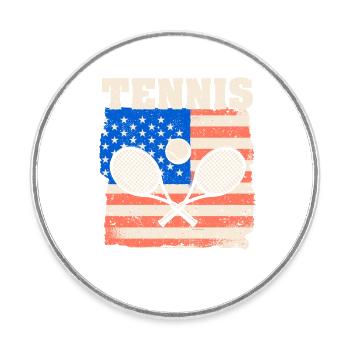 Fans d'entraîneurs de joueurs de tennis de drapeau américain - Magnet rond - blanc - Devant